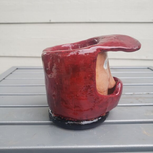 Handmade Hand Thrown Ceramic Glazed Kitsch Motor Cross Rider Helmet Planter Cup - Picture 6 of 9